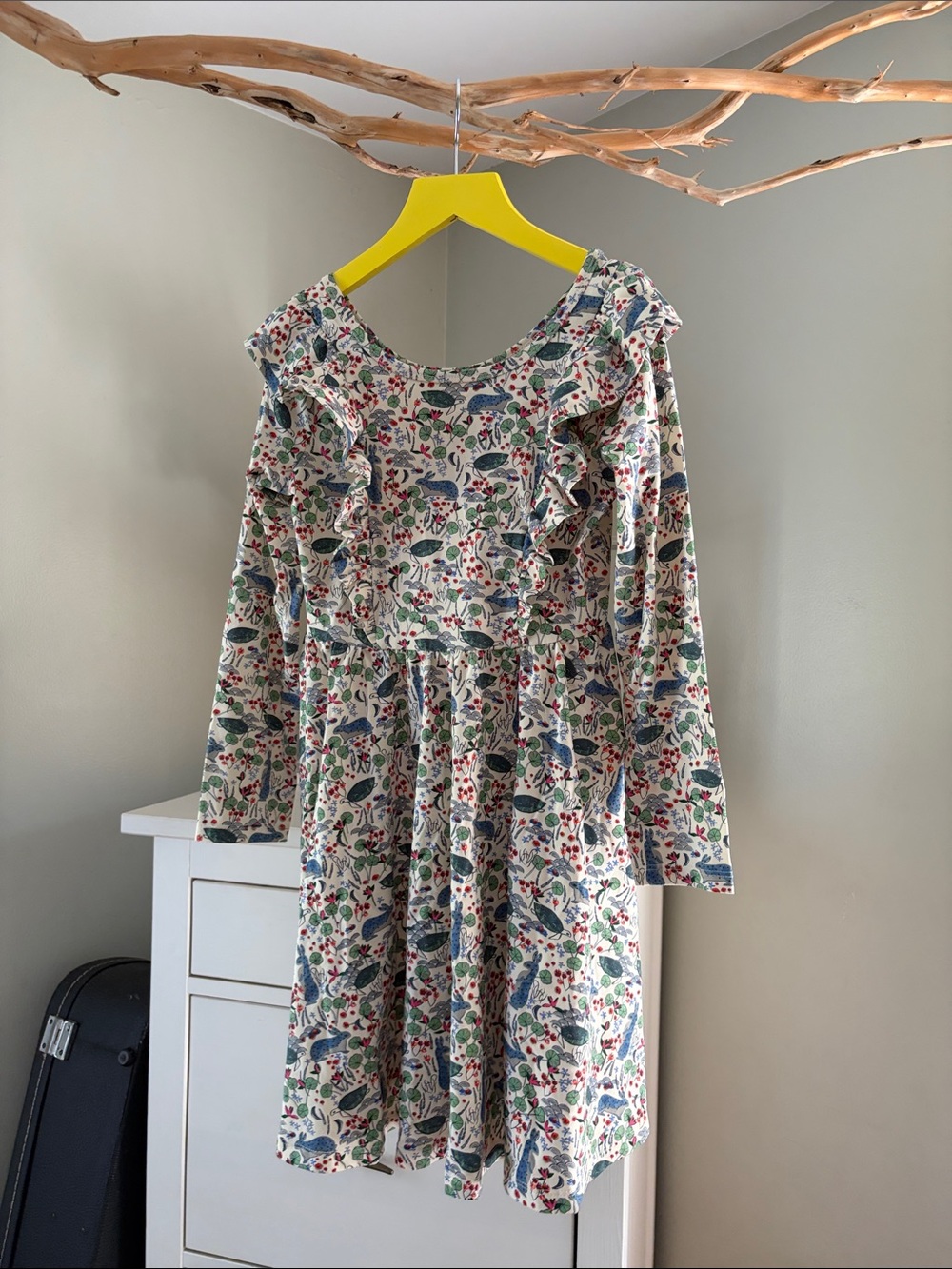 Tea Girls Floral Ruffle Long-Sleeve Dress